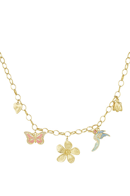 Wild floral bedelketting goud