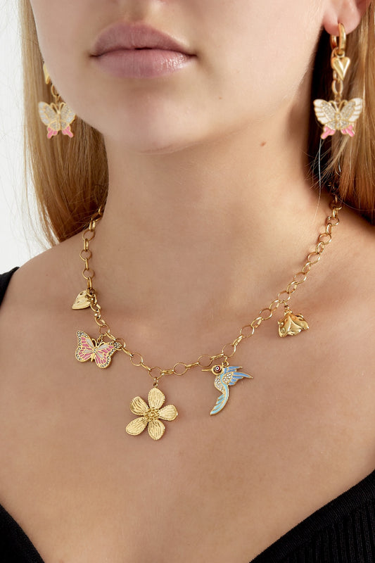 Wild floral bedelketting goud