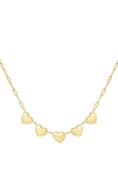 Small hearts studs ketting goud