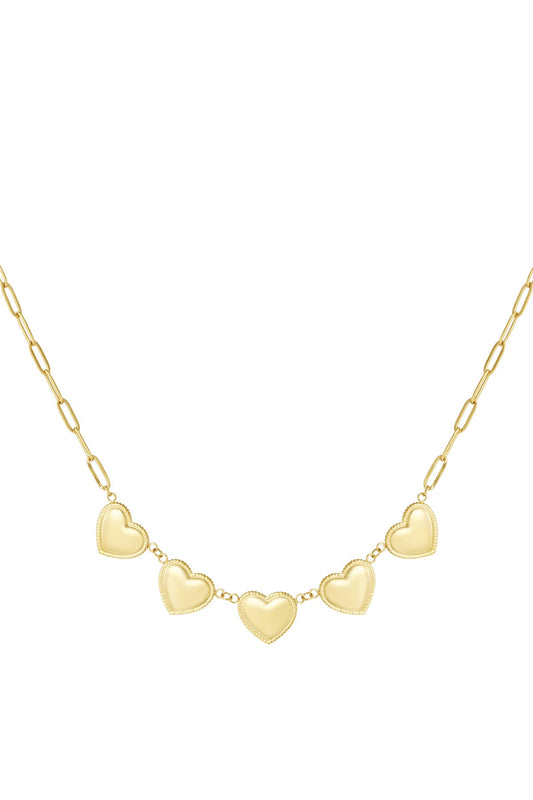 Small hearts studs ketting goud