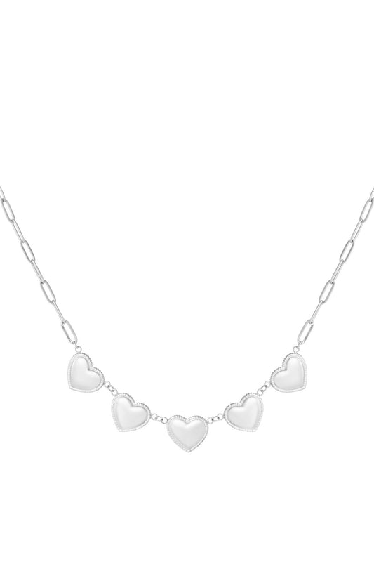 Small hearts studs ketting zilver
