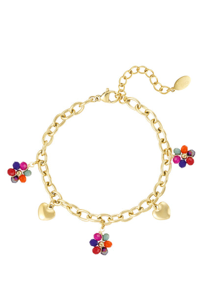 Gekleurde bedelarmband goud