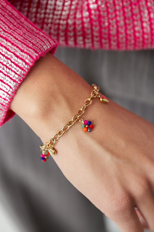 Gekleurde bedelarmband goud