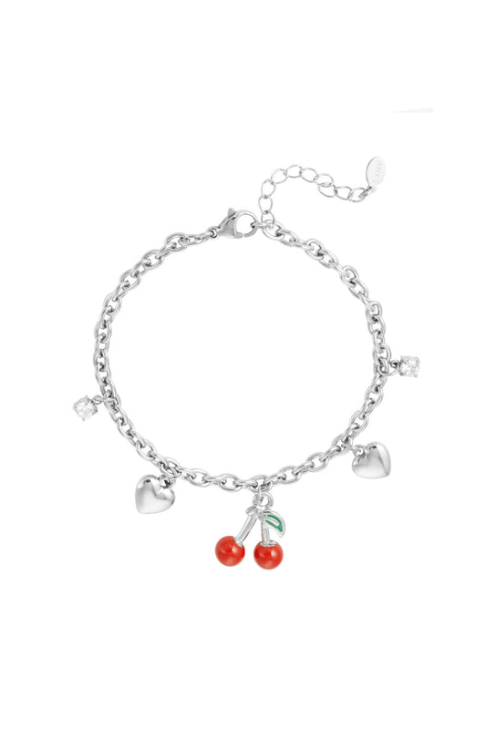 Cherry charm armband zilver