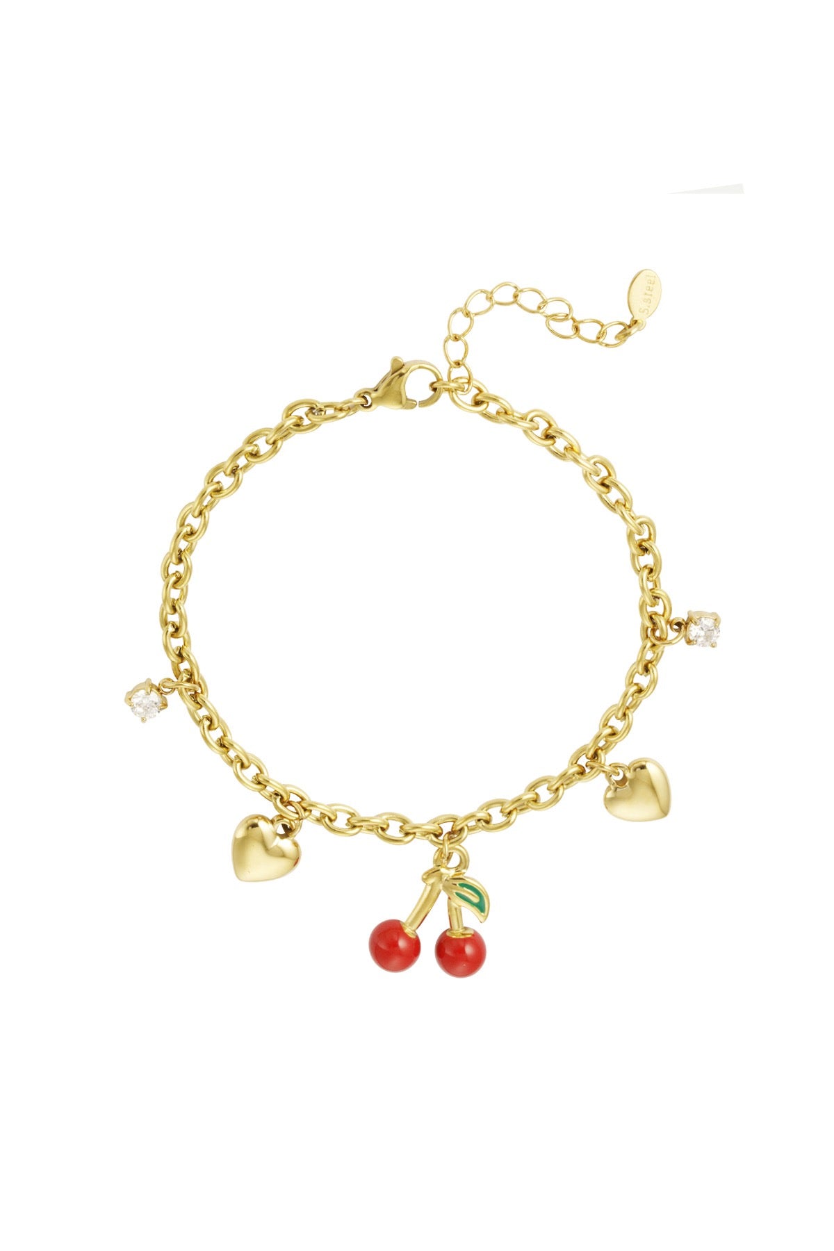 Cherry charm armband goud