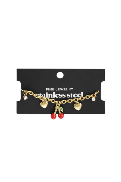 Cherry charm armband goud