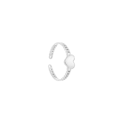 Schakel ring met hartje zilver