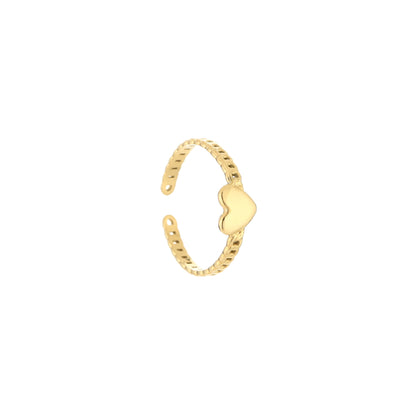 Schakel ring met hartje goud