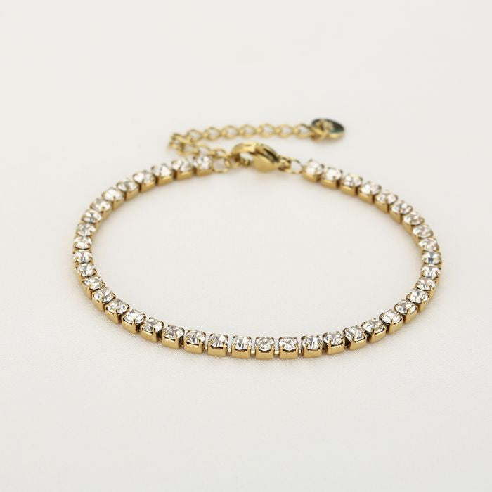 Strass steentjes armband goud