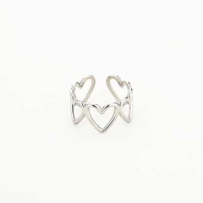 Open hartjes ring zilver
