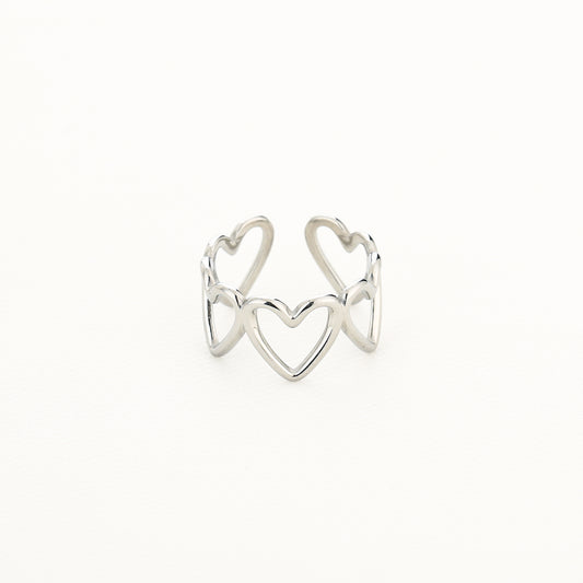 Open hartjes ring zilver