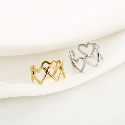 Open hartjes ring zilver