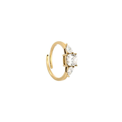 Drie zirkonia steentjes ring goud