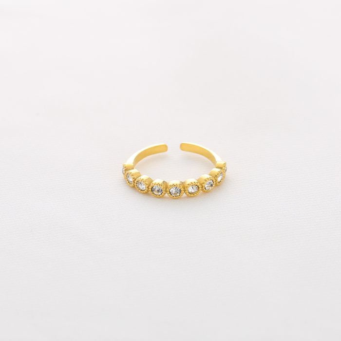 Ronde zirkonia steentjes ring goud