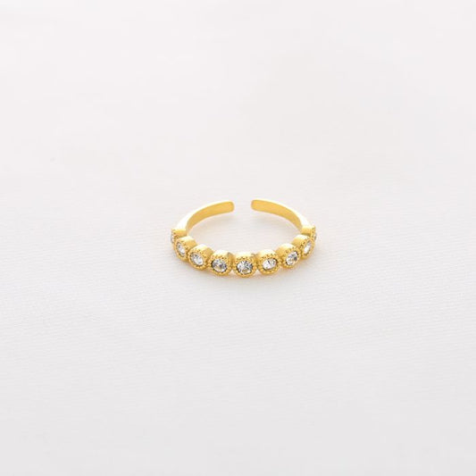 Ronde zirkonia steentjes ring goud