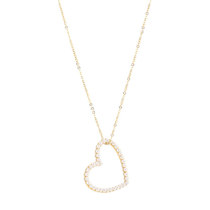 Groot hart met parels ketting goud