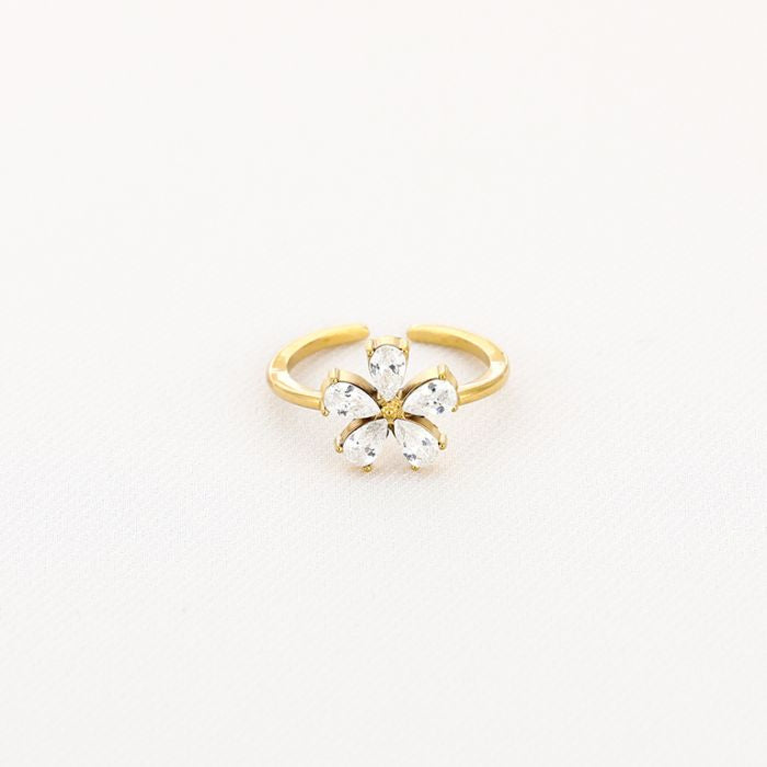 Statement bloem ring goud