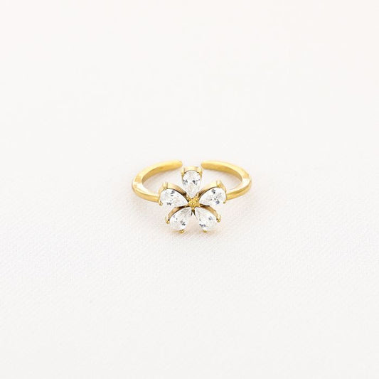 Statement bloem ring goud