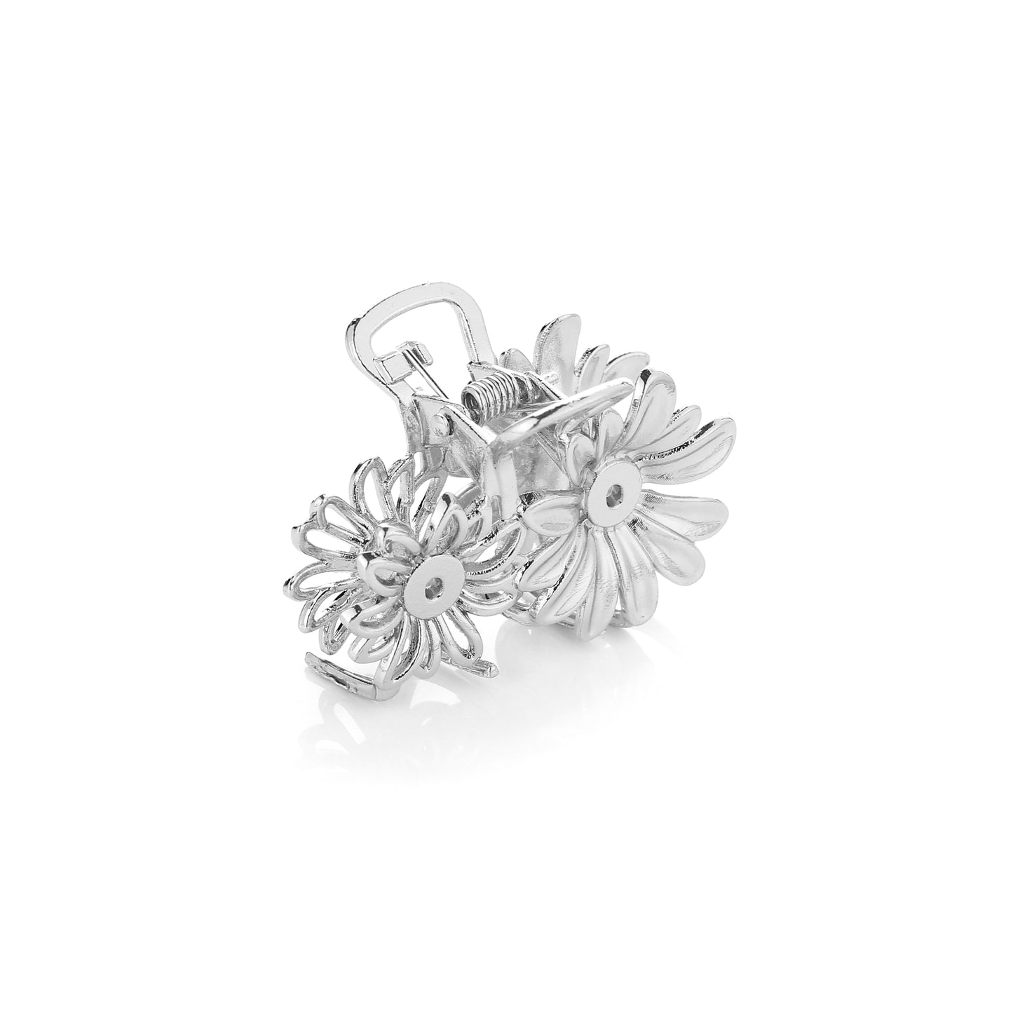 Haarklem bloemen zilver klein