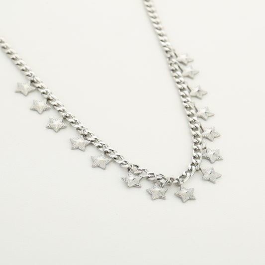 Sterren bedel ketting zilver