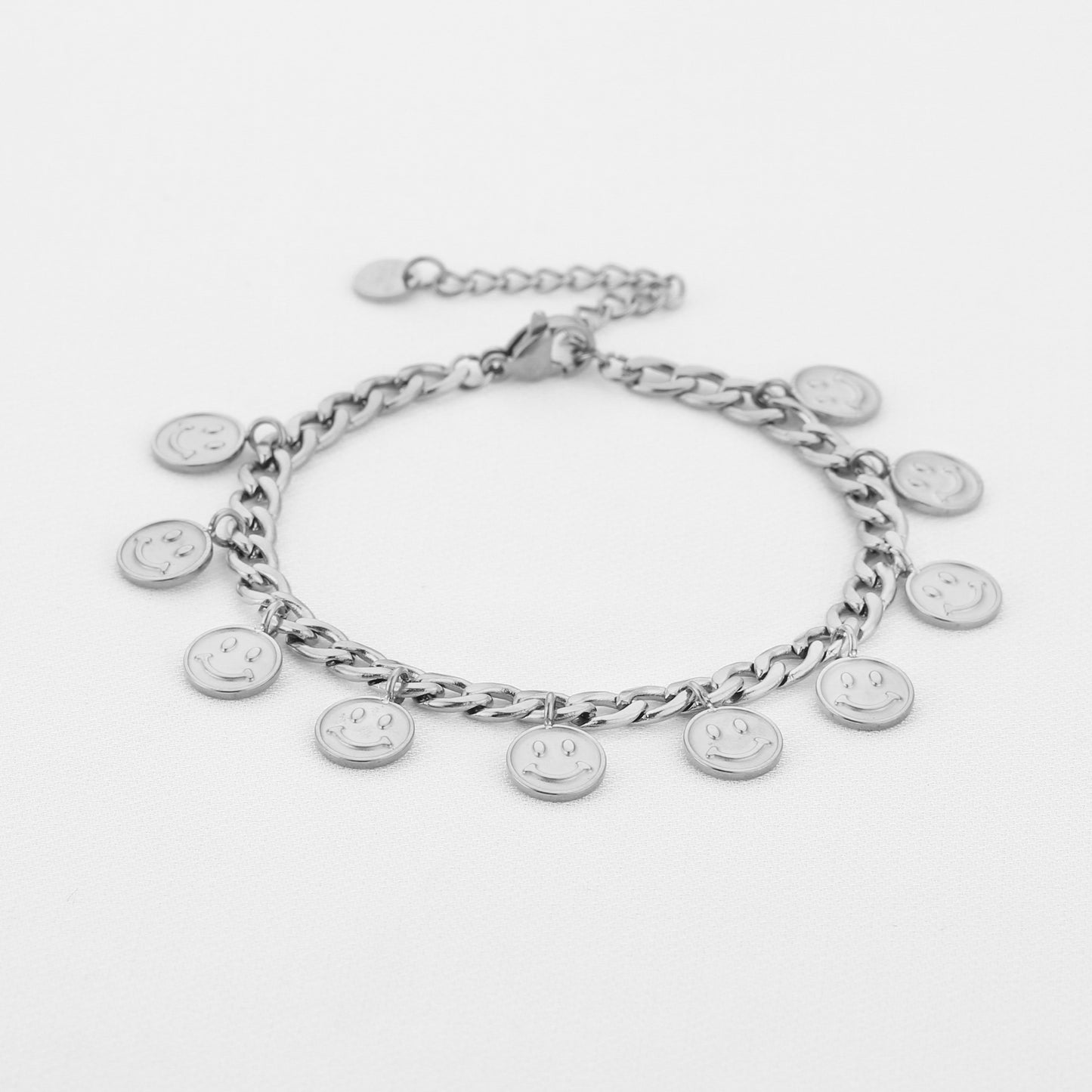 Smiley bedel armband zilver