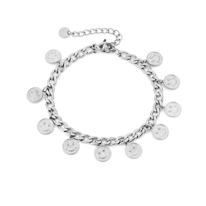 Smiley bedel armband zilver