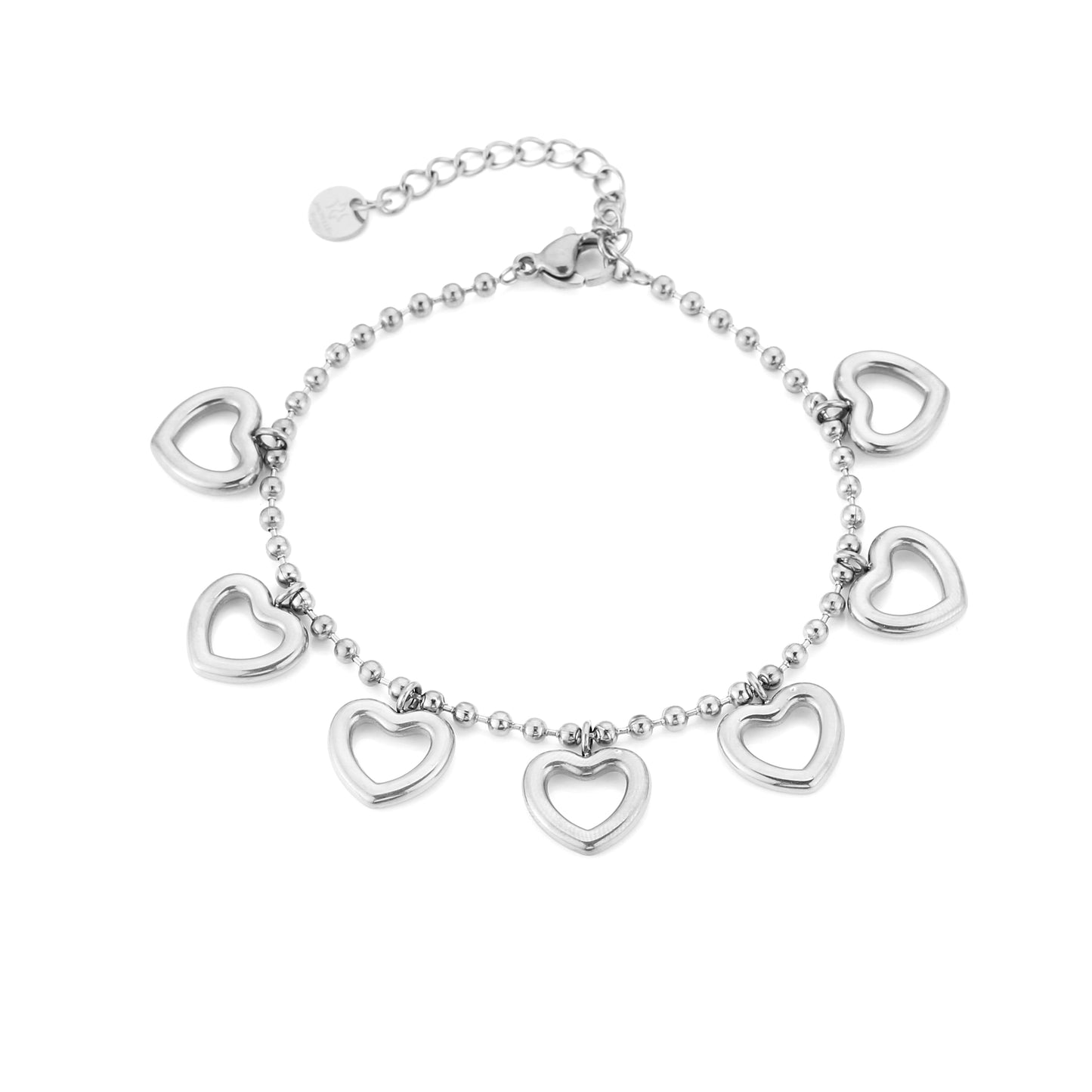 Bedel hartjes armband zilver
