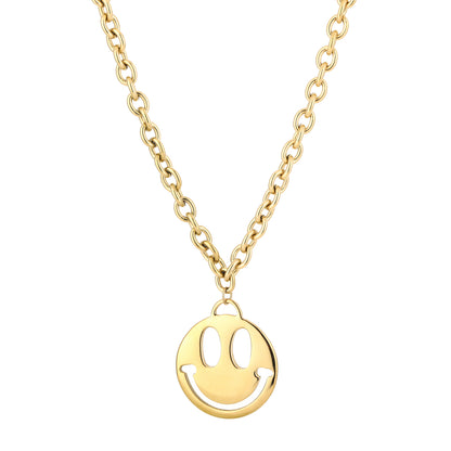 Lange smiley ketting goud