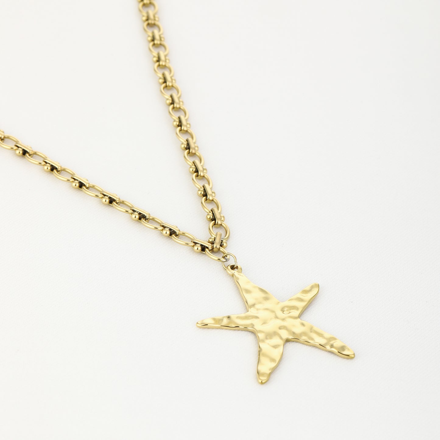 Lange zeester ketting goud