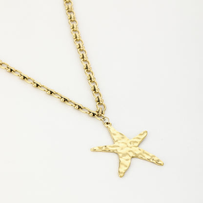 Lange zeester ketting goud