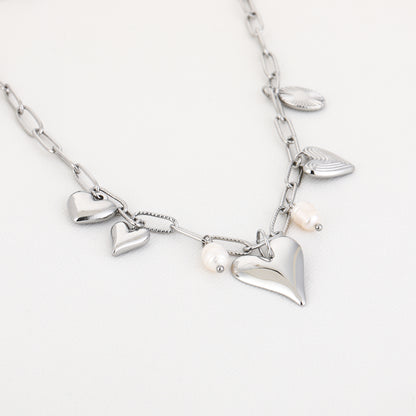 Hartjes bedels ketting zilver
