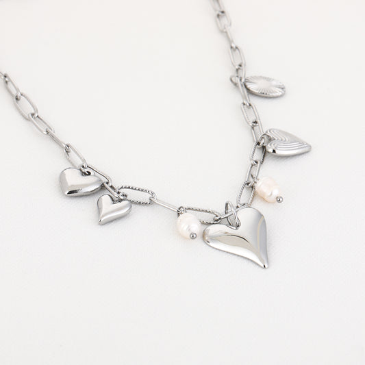Hartjes bedels ketting zilver