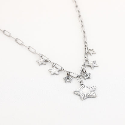 Sterren bedels ketting zilver