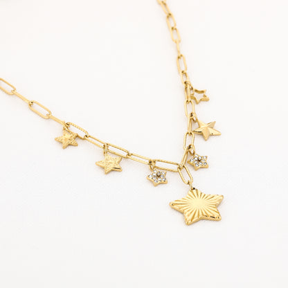 Sterren bedels ketting goud