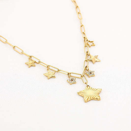 Sterren bedels ketting goud