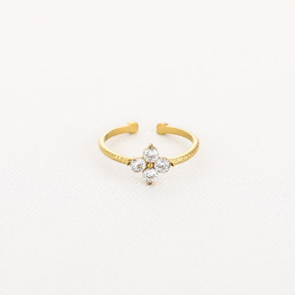 Zirkonia steentjes klaver ring goud