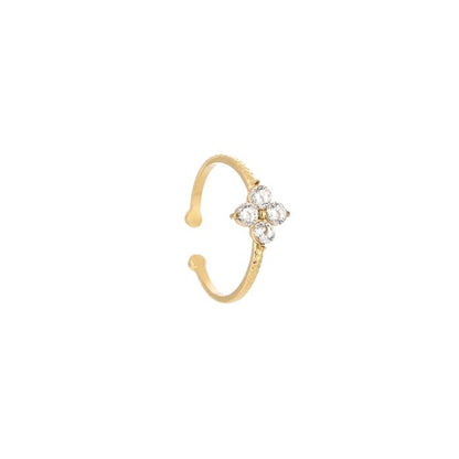 Zirkonia steentjes klaver ring goud