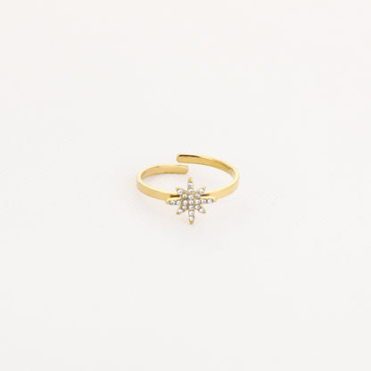 Ster met steentjes ring goud