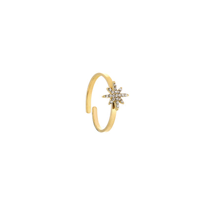 Ster met steentjes ring goud