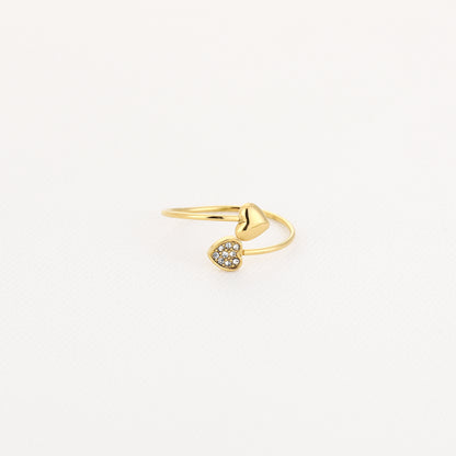 Ring met zirkonia hartje goud