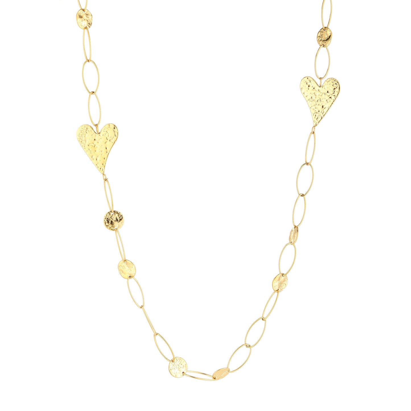 Lange ketting met cirkels en hartjes