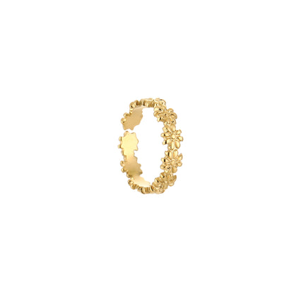 Kleine bloemetjes ring goud