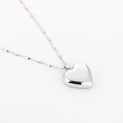 Lange ketting zilver met groot hart
