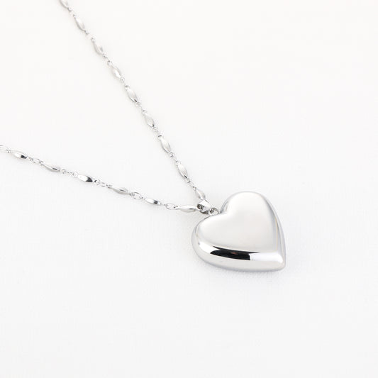 Lange ketting zilver met groot hart