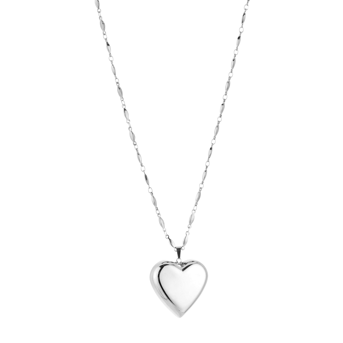 Lange ketting zilver met groot hart