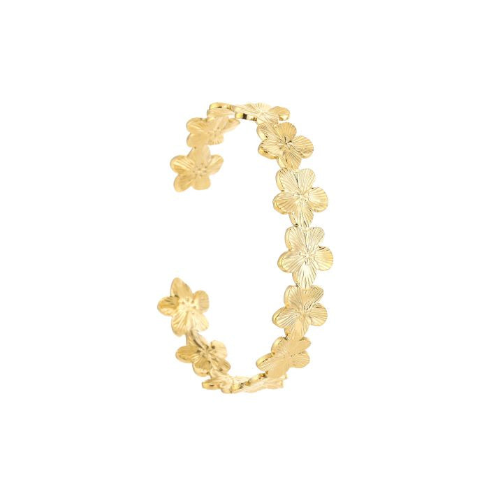 Bloemetjes bangle armband goud