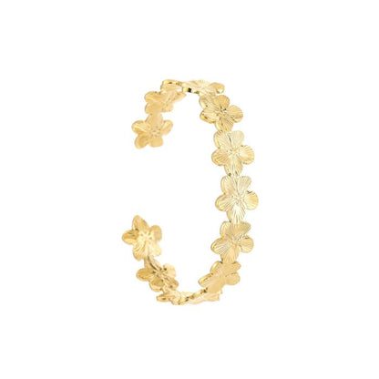 Bloemetjes bangle armband goud