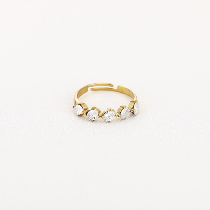 Ovalen zirkonia steentjes ring goud