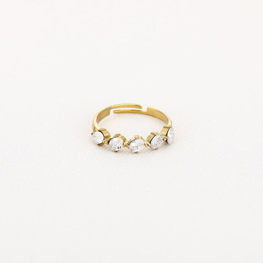 Ovalen zirkonia steentjes ring goud
