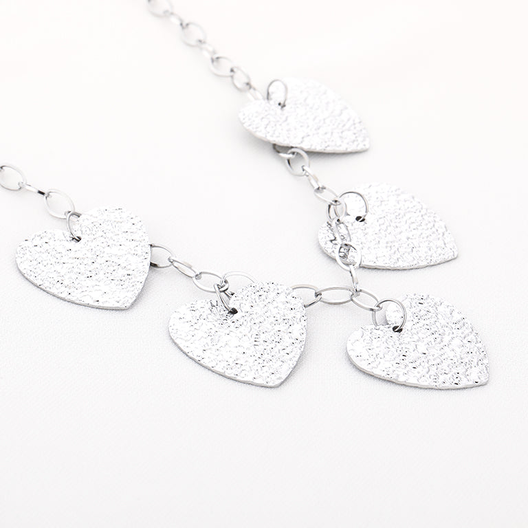 XL harten ketting zilver
